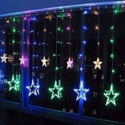 12 Star Curtain String light Long Size In multicolor